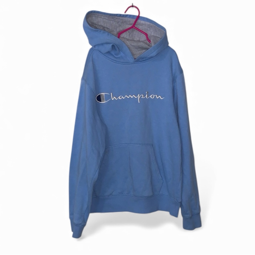 Champion Light Blue Pullover Hoodie Boys XL Casual Comfy Loungewear Athletic